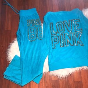 Rare! Vs pink bling velour set